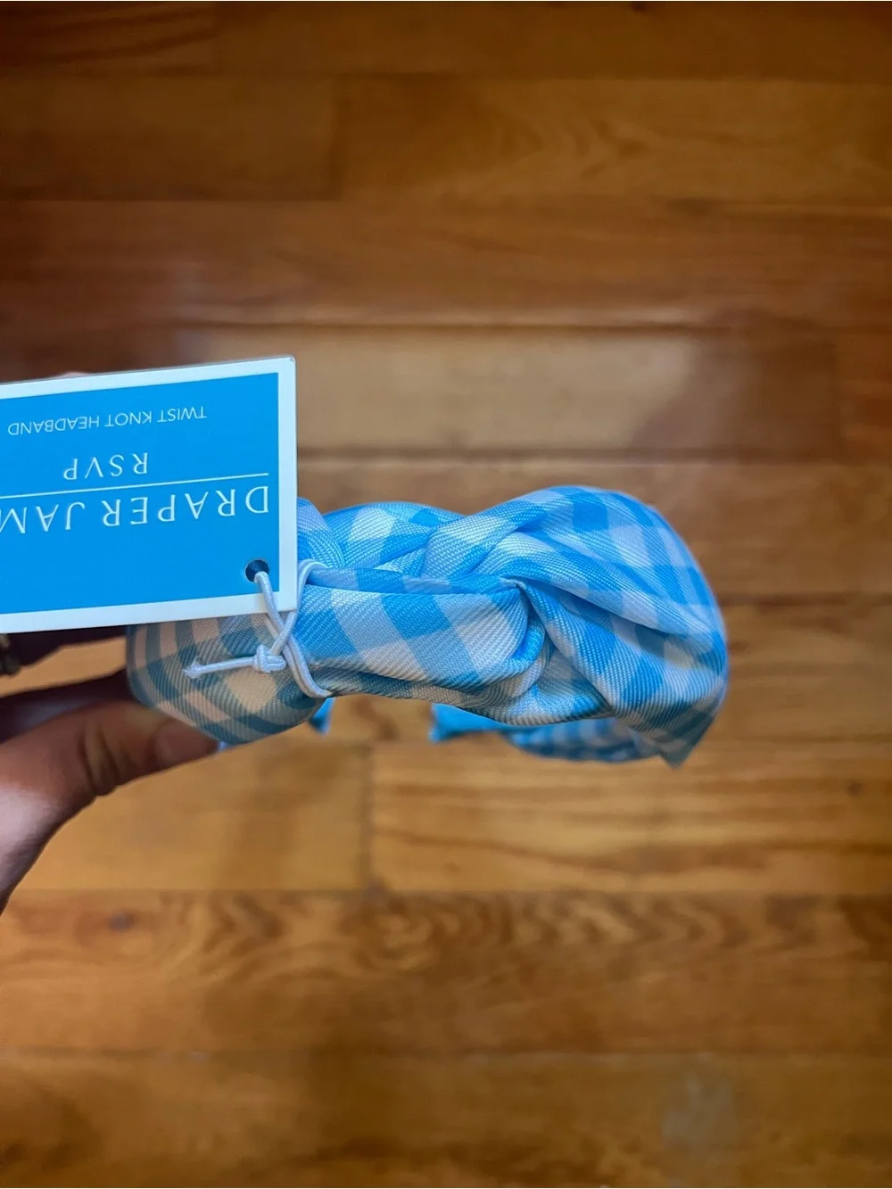 NWT Draper James Twist Knot Headband, Blue Gingham print